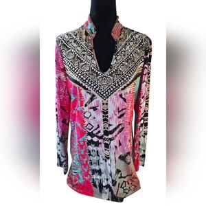 Cristina Vibrant Tunic Large Beaded Top